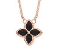 18ct Rose Gold Whitby Jet Eden Small Marquise Flower Necklace - Gold EDN-242