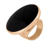 18ct Rose Gold Whitby Jet Hallmark Large Round Ring - Gold FHM-396