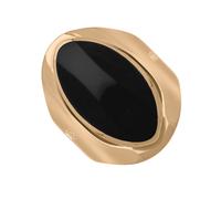 18ct Rose Gold Whitby Jet Hallmark Medium Oval Ring - Gold FHM-116