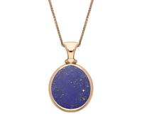18ct Rose Gold Whitby Jet Lapis Lazuli Small Double Sided Pear Fob Necklace FBS-155