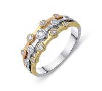 18ct Rose, White and Yellow Gold 0.28ct Diamond Bubble Ring - TITLE Yellow Gold FEU-1437