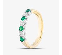 18ct Two Colour Emerald & Diamond Seven Stone Ring 41020 O