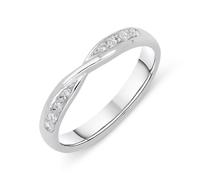 18ct White Gold 0.07ct Diamond Crossover Wedding Ring - TITLE White Gold BNN-086