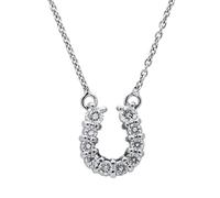 18ct White Gold 0.10ct Diamond Horseshoe Necklace P619CB
