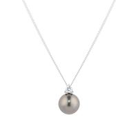 18ct White Gold 0.10cttw Diamond & Tahitian Pearl Pendant