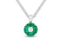 18ct White Gold 0.17ct Diamond & Marquise Emerald Reverse Cluster Pendant & Chain
