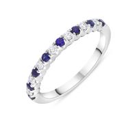 18ct White Gold 0.21ct Sapphire 0.14ct Diamond Castle Set Half Eternity Ring - P FEU-3013/P