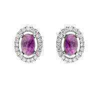 18ct White Gold 0.23ct Diamond Blue John Oval Stud Earrings DMD-279