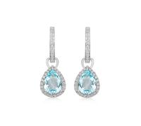 18ct White Gold 0.28ct Diamond & Blue Topaz Drop Earrings