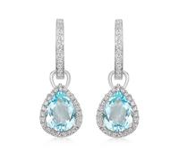 18ct White Gold 0.28ct Diamond & Blue Topaz Drop Earrings