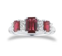 18ct White Gold 0.35cttw Diamond & 1.59cttw Ruby Ring - Ring Size M