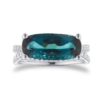 18ct White Gold 0.47cttw Diamond & 3.36cttw Green Tourmaline Ring - Ring Size M