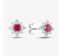 18ct White Gold 0.52ct Ruby & 0.23ct Brilliant Cut Diamond Star Halo Stud Earrings 39736