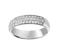 18ct White Gold 0.60cttw Triple Row Pave Set Diamond Half Eternity Ring - Ring Size J
