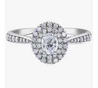 18ct White Gold 0.70ct Oval-cut Diamond Double Halo Cluster Ring 30340WG/70-18 O