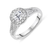 18ct White Gold 0.80ct Diamond Vintage Cluster Ring - White Gold 00123473