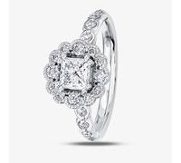 18ct White Gold 0.93ct Diamond Princess-cut Flower Cluster Ring 30022WG/93-18 L