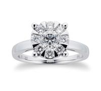 18ct White Gold 1.00 Carat Total Weight Diamond Multi Stone Ring - Ring Size P