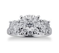 18ct White Gold 1.00 Carat Total Weight Diamond Three Stone Ring - Ring Size L