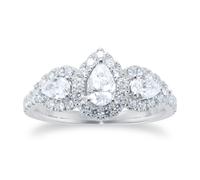 18ct White Gold 1.00ct Diamond Triple Pear Halo Engagement Ring - Ring Size J