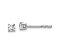 18ct White Gold 1/10 Weight in Carat Lab Grown Diamond VS+ F+ Round 4 Prong Heavy Weight Earrings 2.75x2.75mm Wide Stud Earring for Women