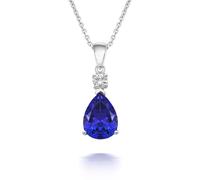 18ct White Gold 1.18ct Tanzanite Diamond Pear Cut Necklace - Option1 Value White Gold