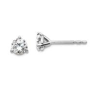 18ct White Gold 1/2 Weight in Carat Lab Grown Diamond VS+ F+ Round 3 Prong Heavy Weight Earrings 4.8x4.65mm Wide Stud Earring for Women
