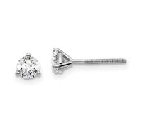18ct White Gold 1/2 Weight in Carat Lab Grown Diamond VS+ F+ Round 3 Prong Heavy Weight Screw Back Earrings 4.8x4.65mm Wide Stud Earring for Women