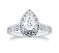 18ct White Gold 1.25cttw Pear Halo Engagement Ring - Ring Size J