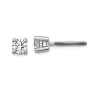 18ct White Gold 1/3 Weight in Carat Lab Grown Diamond VS+ F+ Round 4 Prong Heavy Weight Screw Back Earrings 3.65x3.65mm Wide Stud Earring for Women