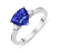 18ct White Gold 1.43ct Tanzanite Diamond Trillion Cut Ring D - N