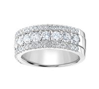 18ct White Gold 1.43cttw Triple Row Claw Set Diamond Half Eternity Ring - Ring Size J