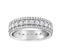 18ct White Gold 1.44cttw Triple Row Claw Set Diamond Full Eternity Ring - Ring Size J