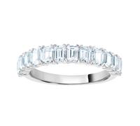 18ct White Gold 1.59cttw Emerald Cut Claw Set Half Eternity Ring - Ring Size P