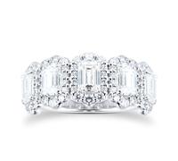 18ct White Gold 2.63ct Emerald Cut Diamond Half Eternity Ring - Ring Size M