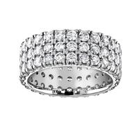 18ct White Gold 3.00cttw Triple Row Claw Set Diamond Full Eternity Ring - Ring Size J