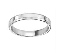 18ct White Gold 3mm Flat Top Bevelled Edge Wedding Ring - Ring Size K