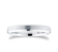 18ct White Gold 3mm Flat Top Matt Double Bevelled Edge Wedding Ring - Ring Size F