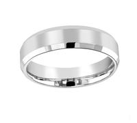 18ct White Gold 6mm Flat Top Bevelled Edge Wedding Ring - Ring Size O