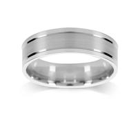 18ct White Gold 6mm Flat Top With Polished Edge Wedding Ring - Ring Size P.5