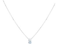 18ct White Gold Aquamarine & 0.04ct Diamond Solitaire Pendant