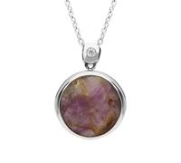 18ct White Gold Blue John and 0.05ct Diamond Faceted Round Necklace D