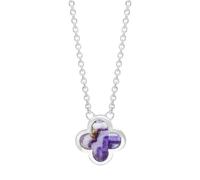 18ct White Gold Blue John bloom Small Four Leaf Clover Polished Edge Pendant BLM-569