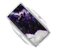 18ct White Gold Blue John Hallmark Large Oblong Ring - Gold FHM-158