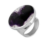 18ct White Gold Blue John Hallmark Medium Round Ring - Gold FHM-378