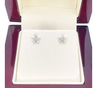 18ct White Gold Cubic Zirconia Tiny Floral Earrings 5.5mm Raina Jewels Gold One Size