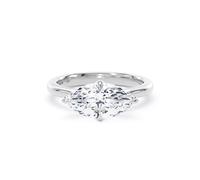 18ct White Gold East-West 2.00cttw Marquise Cut Lab Grown Diamond Solitaire Engagement Ring - Ring Size T.5