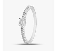 18ct White Gold Emerald & Brilliant Cut Diamond Shoulder Set Solitaire Ring R26806GW18DD001 18WG