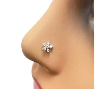 18ct White Gold Five Cubic Zirconia Petal Floral Nose Stud/Pin 5.5mm Raina Jewels Gold One Size