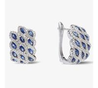 18ct White Gold Marine Sapphire and Diamond Wave Cluster Earrings LG193/EA-PR(BS)